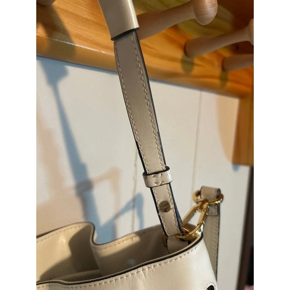 Vintage White Leather Bucket Bag H By Halston